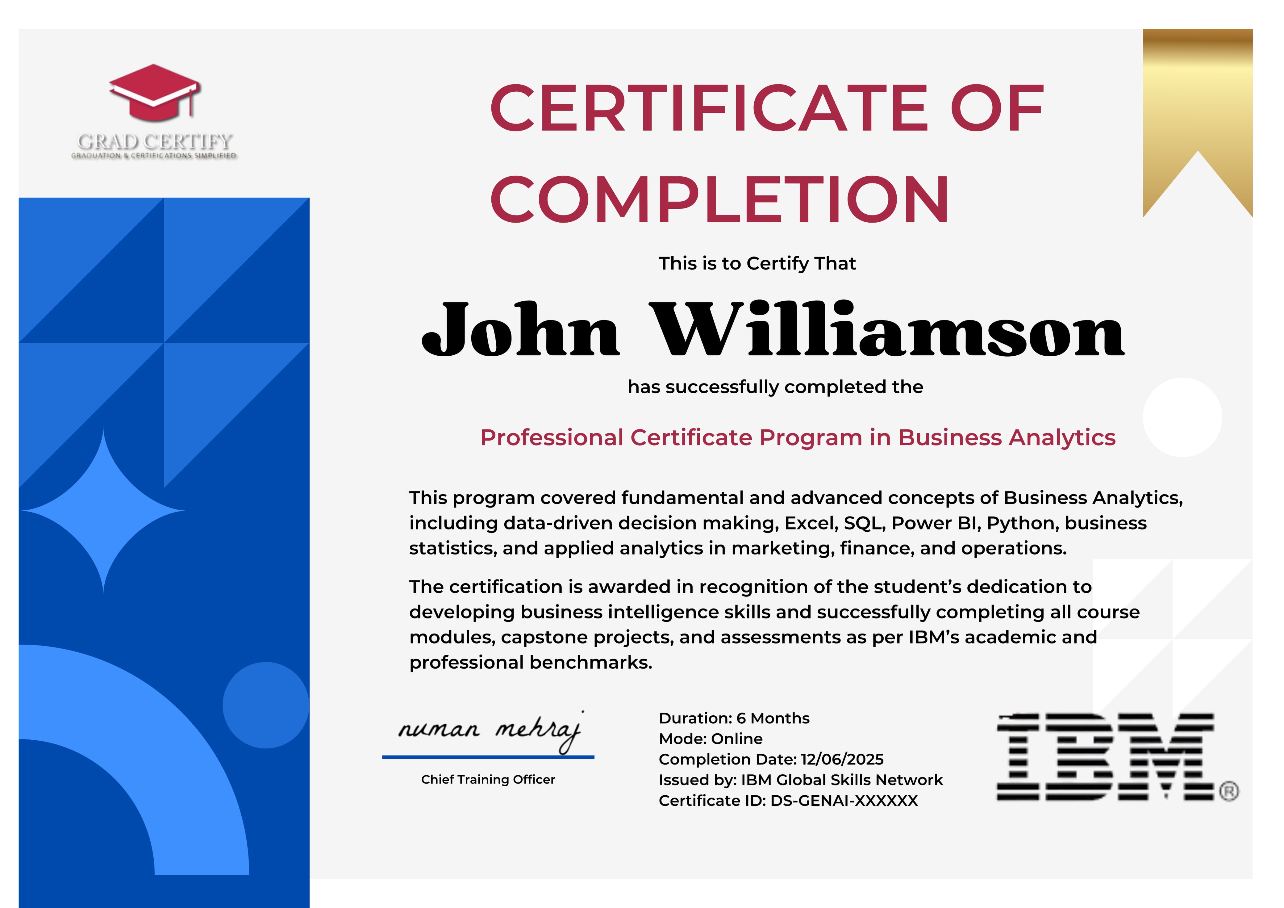 Grad Certify Certificate